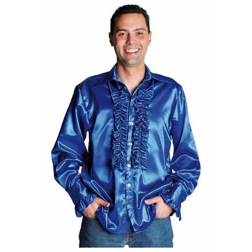 PartyXplosion PartyXplosion - Blouse - Ruches - Blauw - M - maat 50 PartyXplosion PartyXplosion - Blouse - Ruches - Blauw - M - maat 50