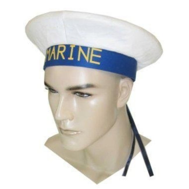 PartyXplosion Hoed - Wit, blauw - Matroos