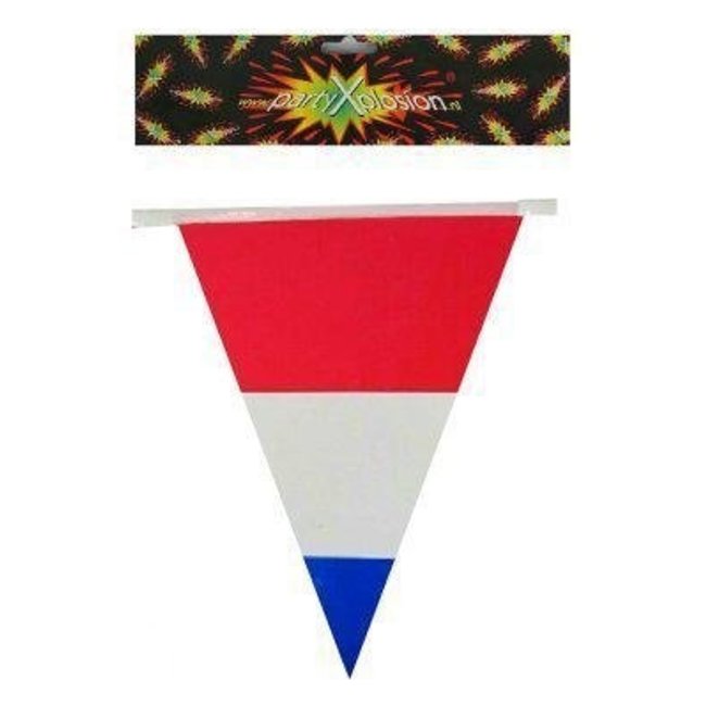 PartyXplosion Vlaggenlijn - Nederland - Rood, wit, blauw - 10m