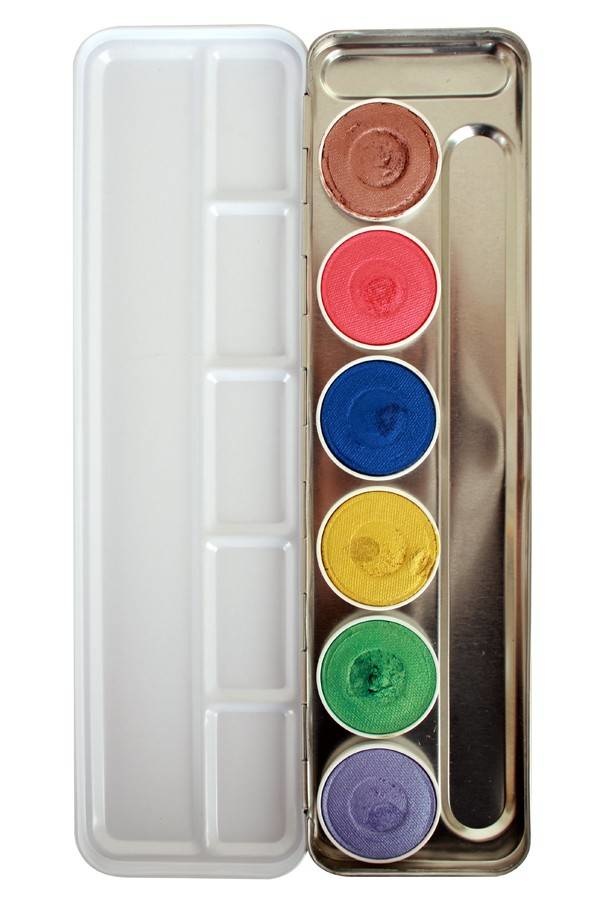 Schminkpalet - Water make up - Shimmer - 6 Kleuren - Superstar
