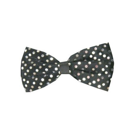 Strik - Vlinderstrik - Zwart met zilver - Stippen - 14x7.5cm