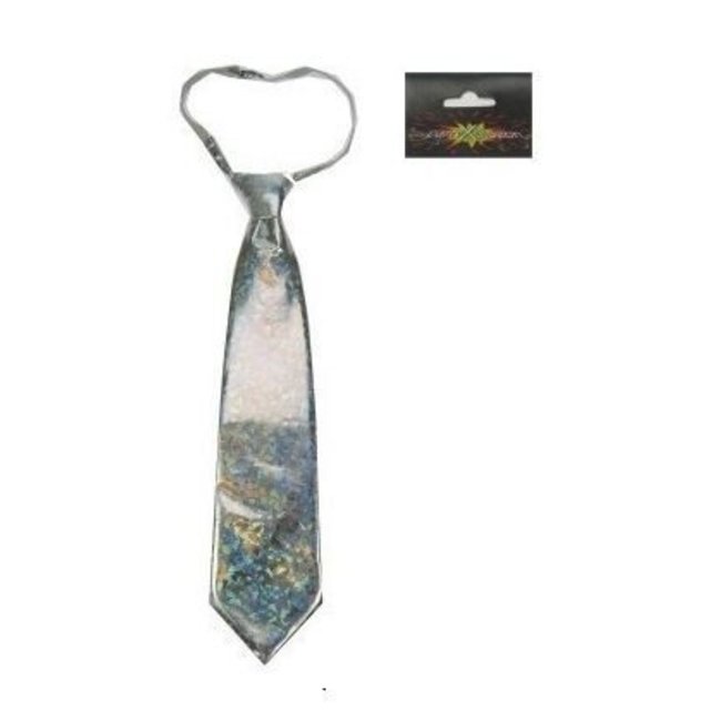 PartyXplosion Stropdas - Zilver - Hologram