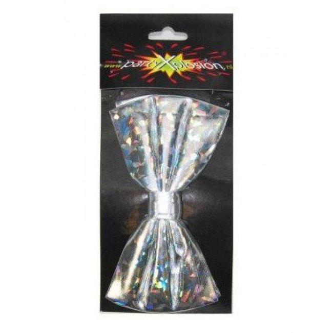 PartyXplosion Strik - Vlinderstrik - Zilver - Luxe - Hologram