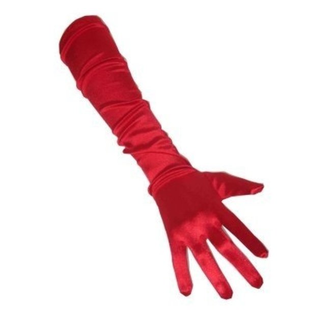 PartyXplosion Handschoenen - Rood - Satijn - 48cm