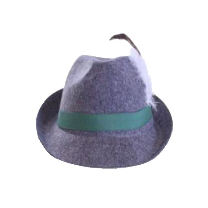 Hoed - Oktoberfest - Tirol - Grijs - Wolvilt look