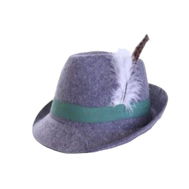 PartyXplosion Hoed - Oktoberfest - Tirol - Grijs - Wolvilt look