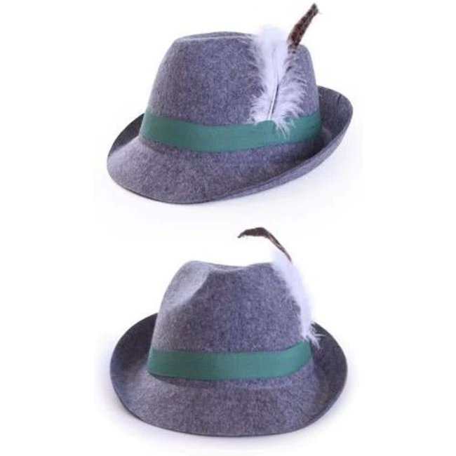 PartyXplosion Hoed - Oktoberfest - Tirol - Grijs - Wolvilt look