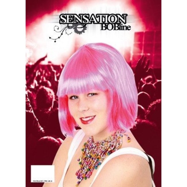 PartyXplosion Pruik - Roze - Sensation - Bobline