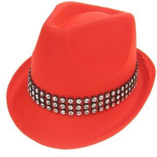 Hoed - Rood - Deukhoed - Met strass band