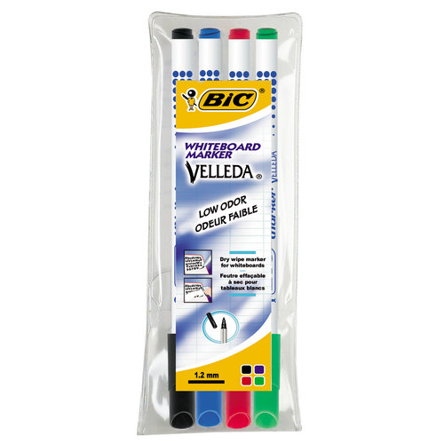 Bic - Velleda - Whiteboard markers - 4 kleuren - 1.5mm Bic - Velleda - Whiteboard markers - 4 kleuren - 1.5mm