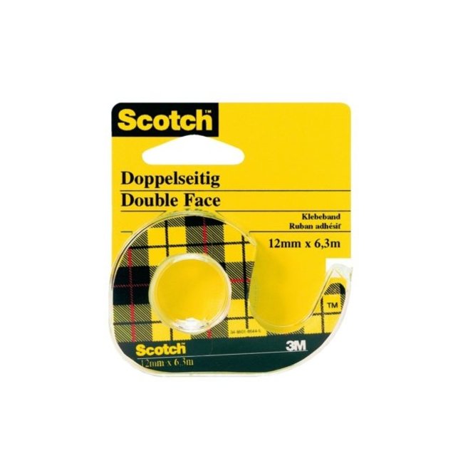 Twisk Dubbelzijdig plakband - 12mm x 6.3m - Met houder