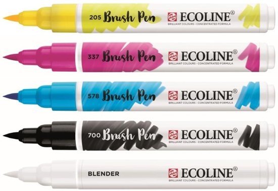 Ecoline - Brushpen Set - 5 Primair - Talens