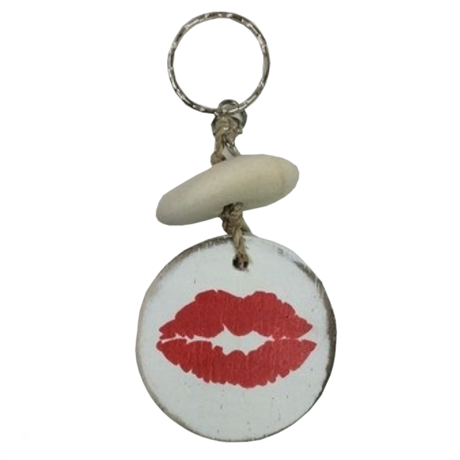 Sleutelhanger - Hout - Kus voor mama