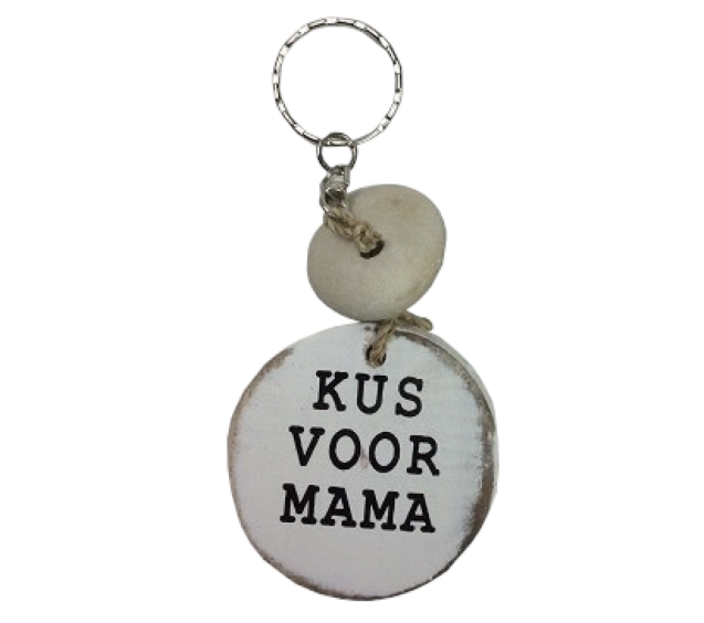 Sleutelhanger - Hout - Kus voor mama