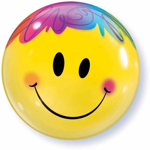 Qualatex Qualatex - Folieballon - Bubble - Smiley - Regenbooghaar - Zonder vulling - 56cm Qualatex Qualatex - Folieballon - Bubble - Smiley - Regenbooghaar - Zonder vulling - 56cm