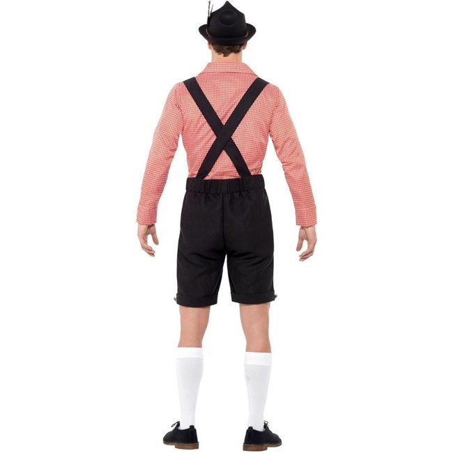 Smiffys Kostuum - Oktoberfest - Tirol - Lederhose & shirt - Rood, zwart - XL
