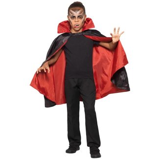 Smiffys Dracula - Cape - Omkeerbaar - Zwart & rood - Kindermaat