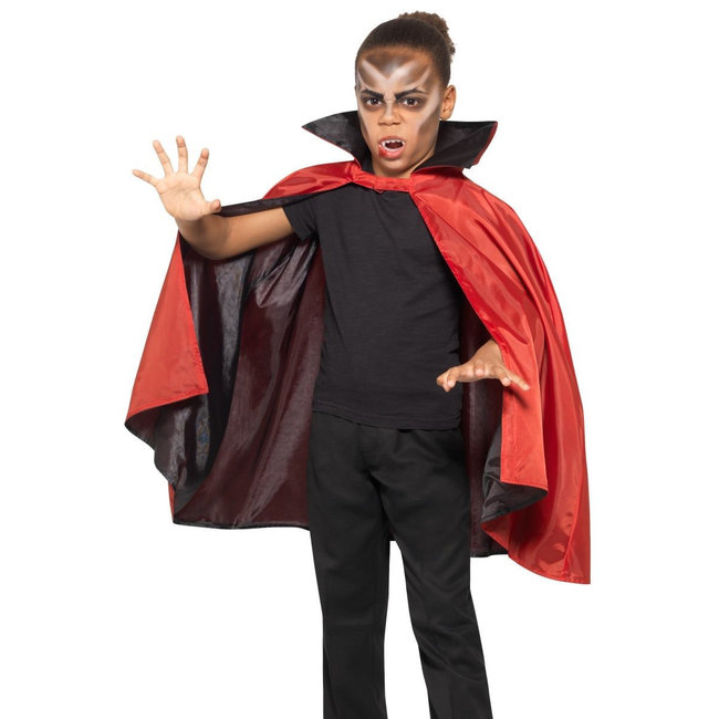 Smiffys Dracula - Cape - Omkeerbaar - Zwart & rood - Kindermaat