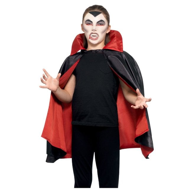 Smiffys Dracula - Cape - Omkeerbaar - Zwart & rood - Kindermaat