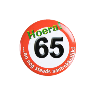 Paper Dreams Button - 65 jaar - Verkeersbord - Klein