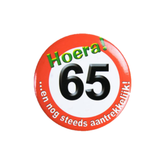 Paperdreams Button - 65 jaar - Verkeersbord - Klein