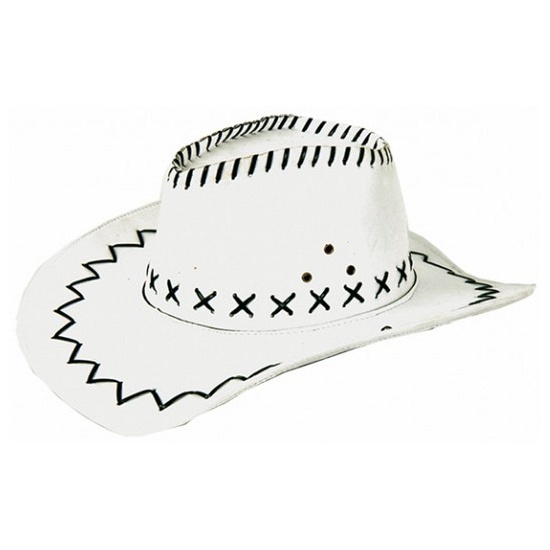 Hoed - Wit - Cowboy - Leatherlook
