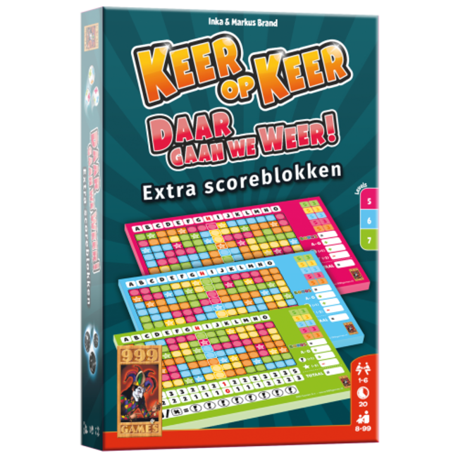 999 Games Spel - Dobbelspel - Keer op keer - Daar gaan we weer - Scoreblok - 3st. - 8+