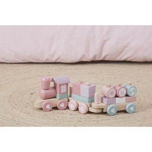 Little Dutch Blokkentrein - Roze - 16dlg. Little Dutch Blokkentrein - Roze - 16dlg.