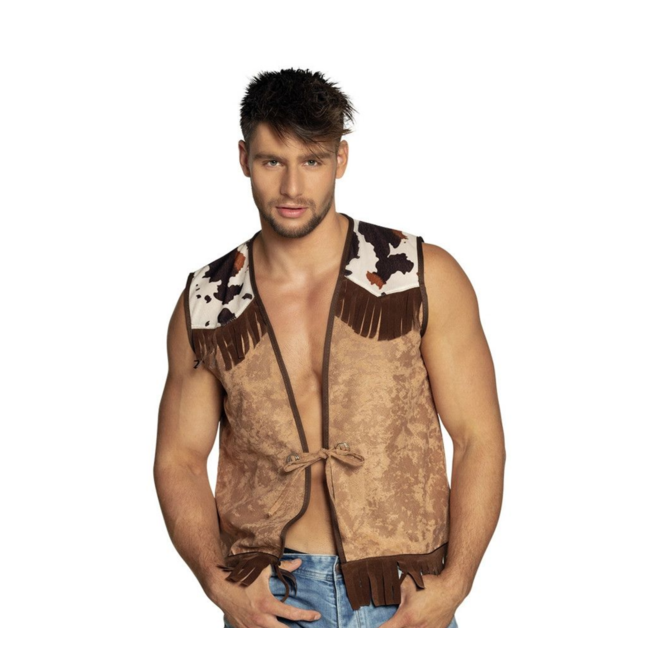 PartyXplosion Kostuum - Cowboy - Vest - Bruin - M