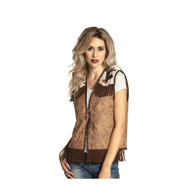 PartyXplosion Kostuum - Cowboy - Vest - Bruin - M