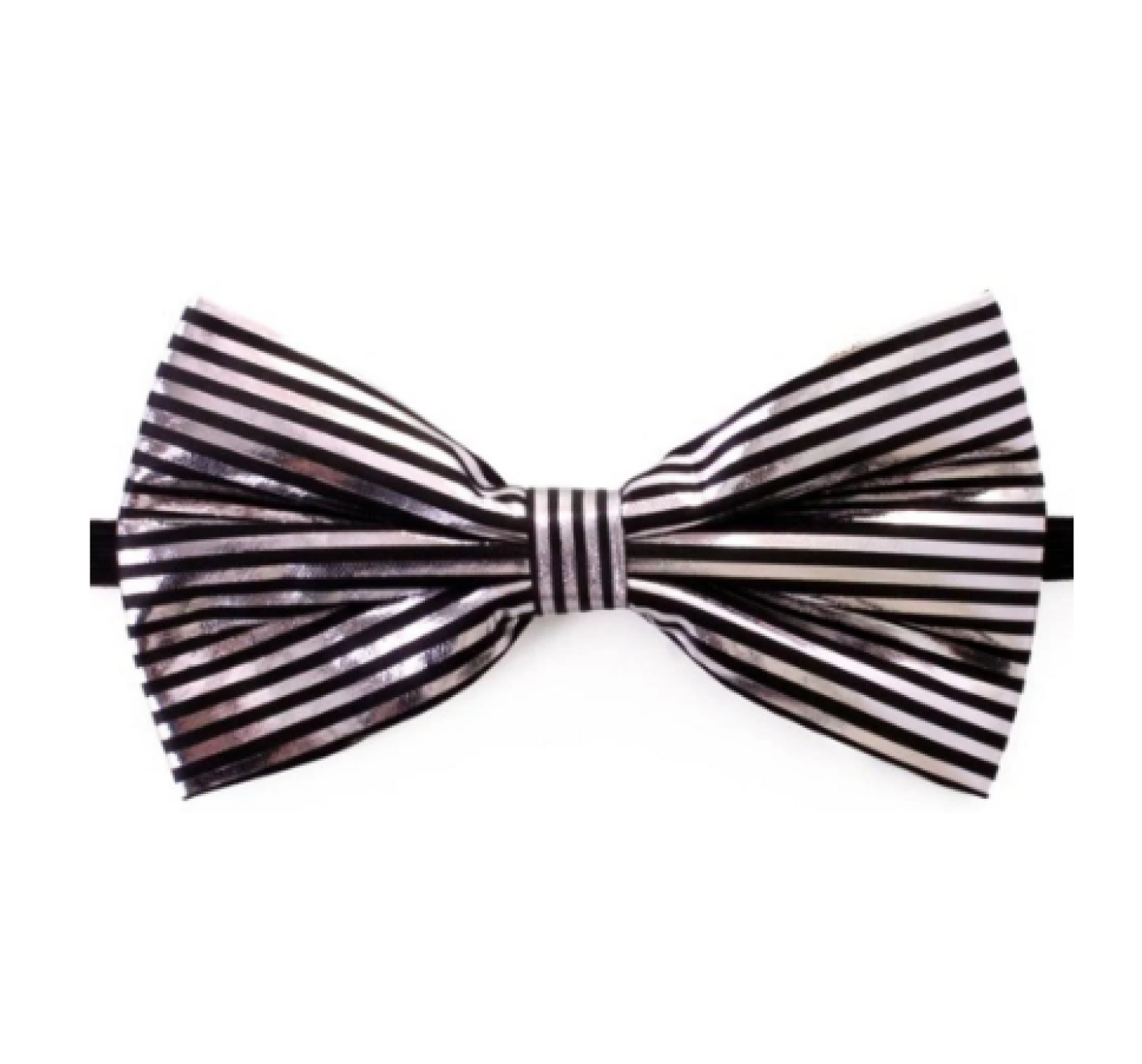 Strik - Vlinderstrik - Zwart met zilver - Streep - 14x7.5cm