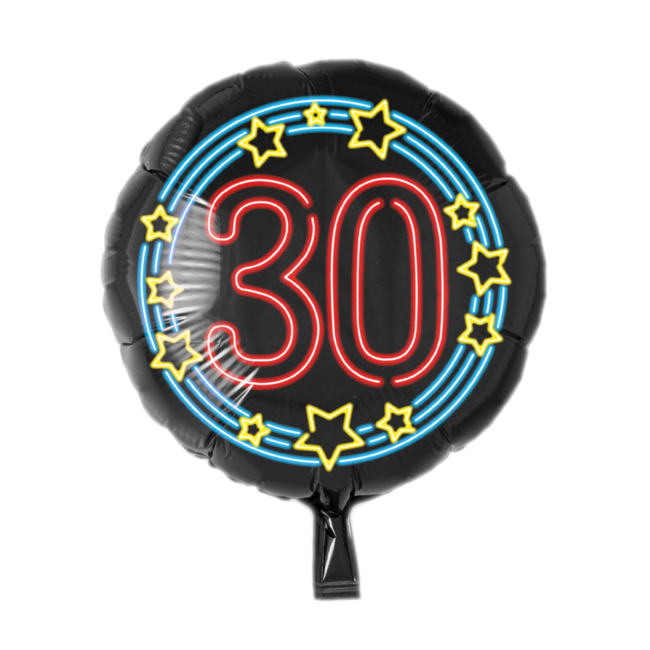 Globos Folieballon - 30 jaar - Neon - 43cm - Zonder vulling