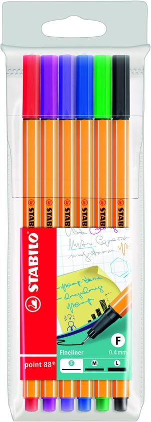 Fineliner - stabilo - Point 88 - 6st. - In etui