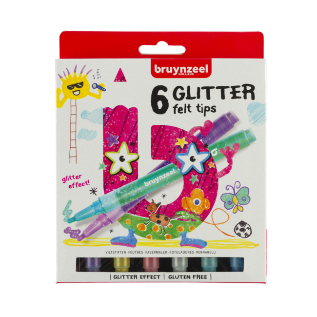 Bruynzeel Viltstiften - Glitter - 6st.