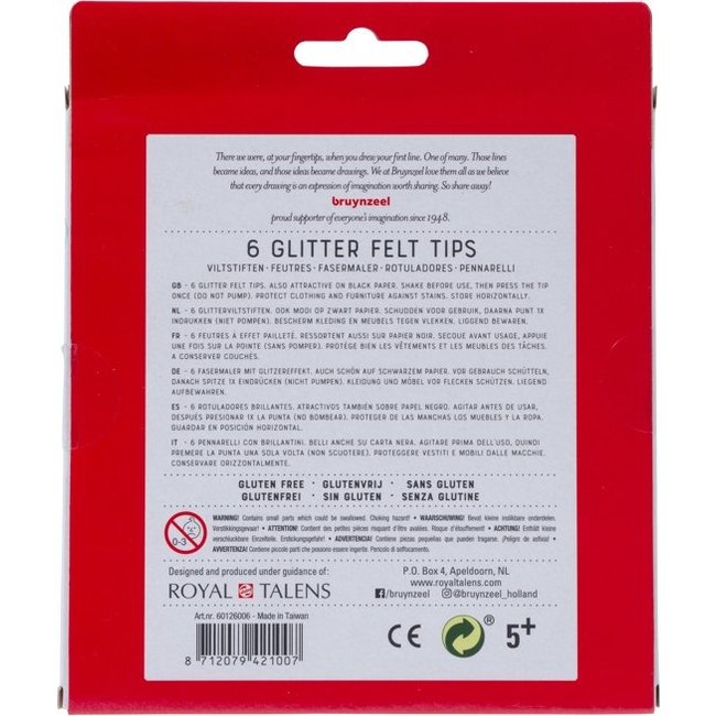 Bruynzeel Viltstiften - Glitter - 6st.