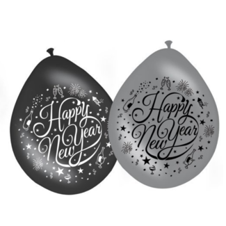 Folat Ballonnen - Happy New Year - Metallic - 30cm - 8st.