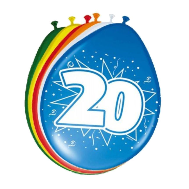 Folat Ballonnen - 20 jaar - 30cm - 8st.
