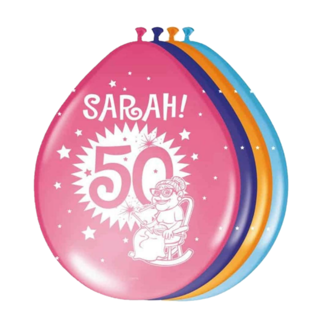 Folat Ballonnen - 50 jaar, Sarah - Metallic - 30 cm - 8st.