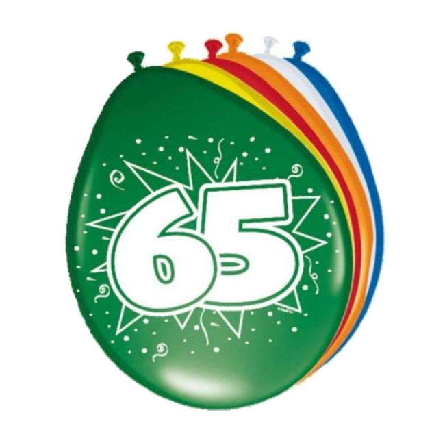 Folat Ballonnen - 65 jaar - 30cm - 8st.