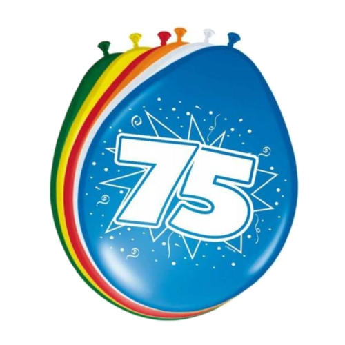 Folat Ballonnen - 75 Jaar - 30cm - 8st. Folat Ballonnen - 75 Jaar - 30cm - 8st.