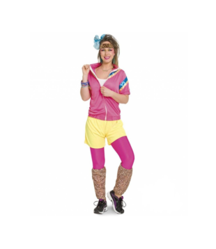 Kostuum - L/XL - 80's Trainingspak - Roze - Jack, shorts en hoofdband