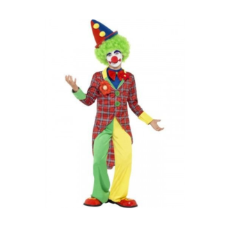 Smiffys Kostuum - Clown - Jas - Rood geruit - Met geel groene broek - mt.128/140