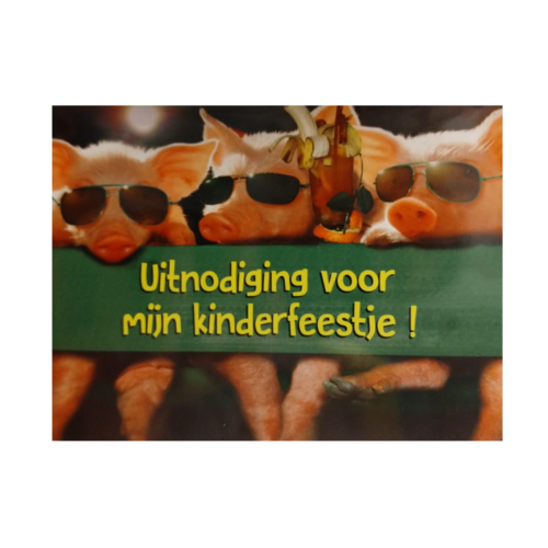 Uitnodigingskaarten - Varkens met zonnebril - 6st. Uitnodigingskaarten - Varkens met zonnebril - 6st.