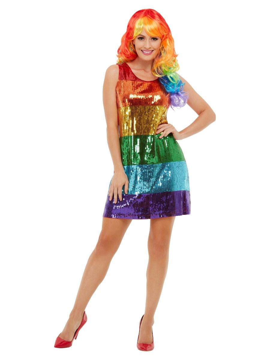 Regenboog - Jurk - Glitter - L