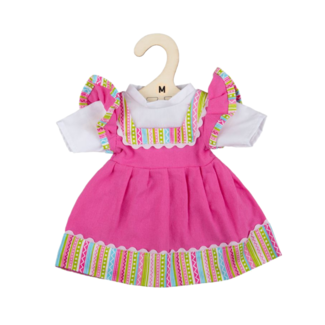 BigJigs Poppenkleren - Jurk - Roze - Gestreepte rand - 30cm