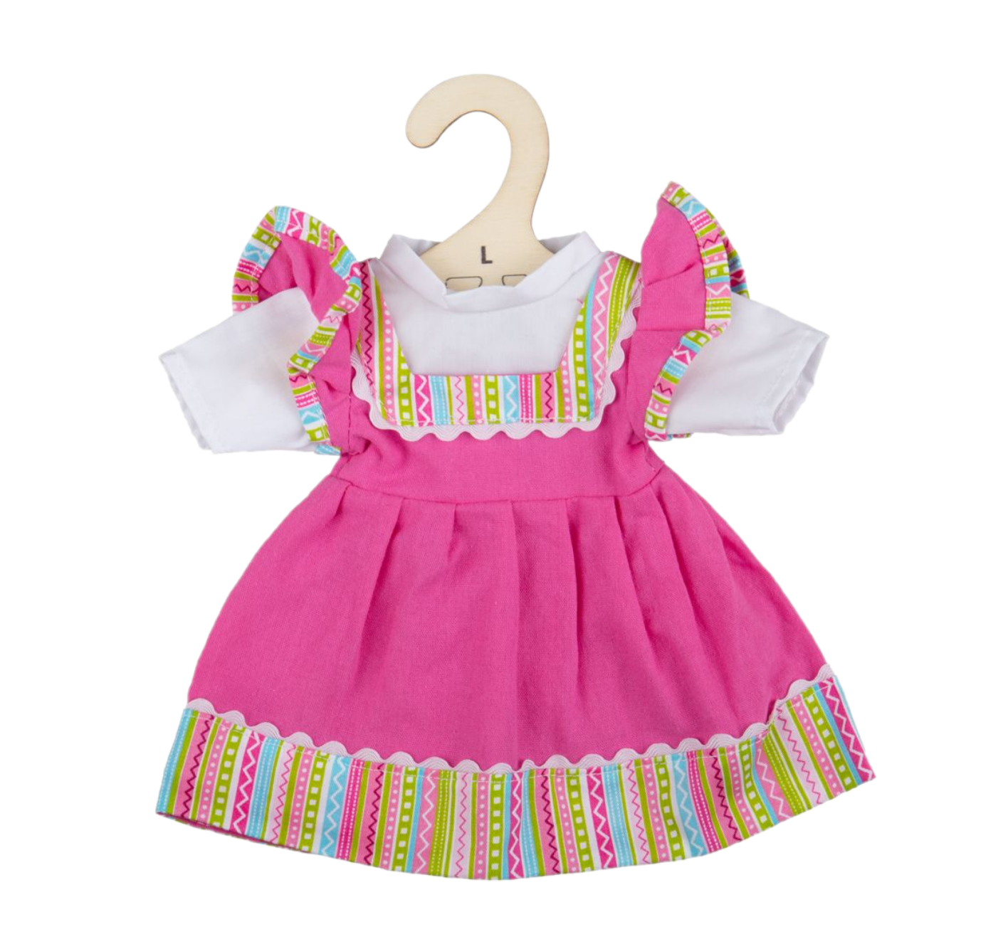 Poppenkleren - Jurk - Roze - Gestreepte rand - 35cm