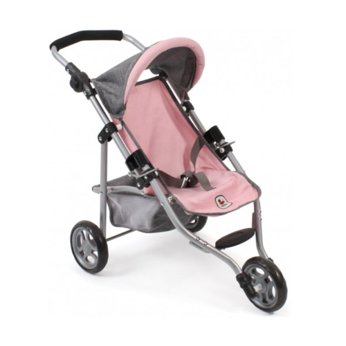 Poppen buggy - Jogging model - Lola - Licht roze / roze Poppen buggy - Jogging model - Lola - Licht roze / roze