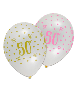 Ballonnen - Pink chic - 50 Jaar - 6st.