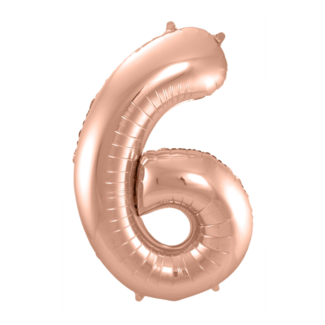 Folat Folieballon - Cijfer - 6 - Rosé goud - 86cm - Zonder vulling