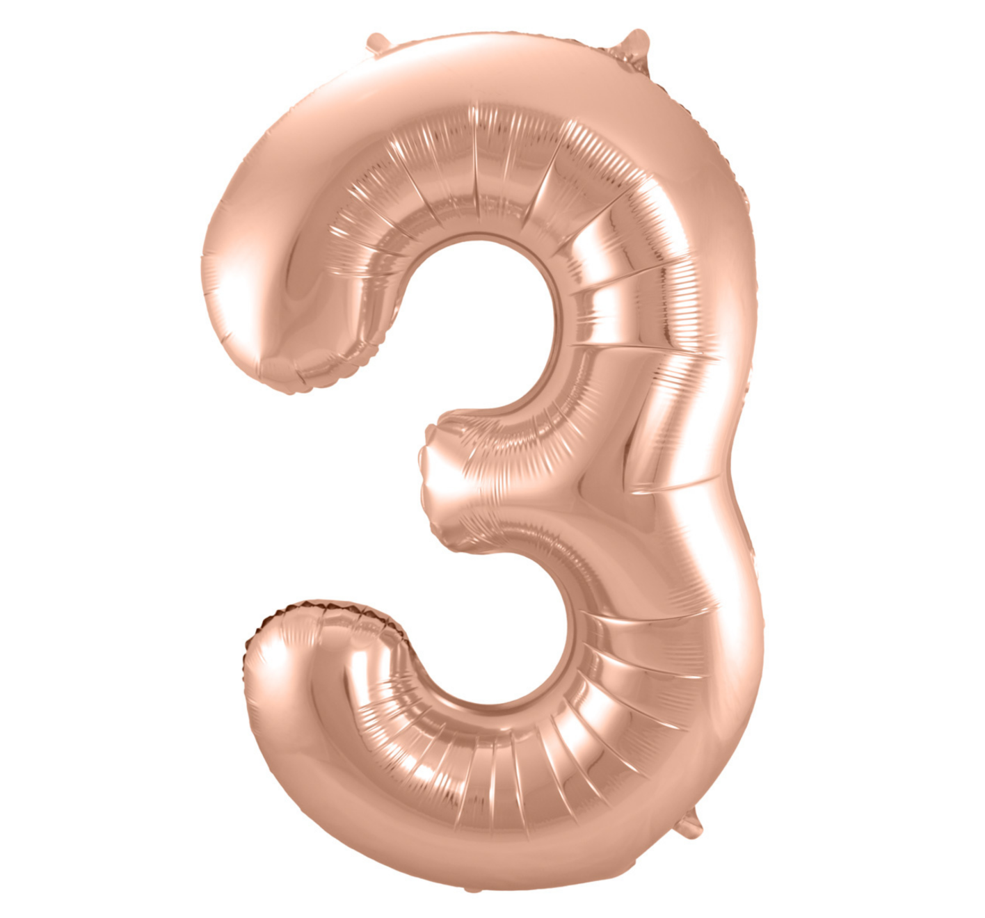 Folieballon - Cijfer - 3 - Rosé goud - 86cm - Zonder vulling